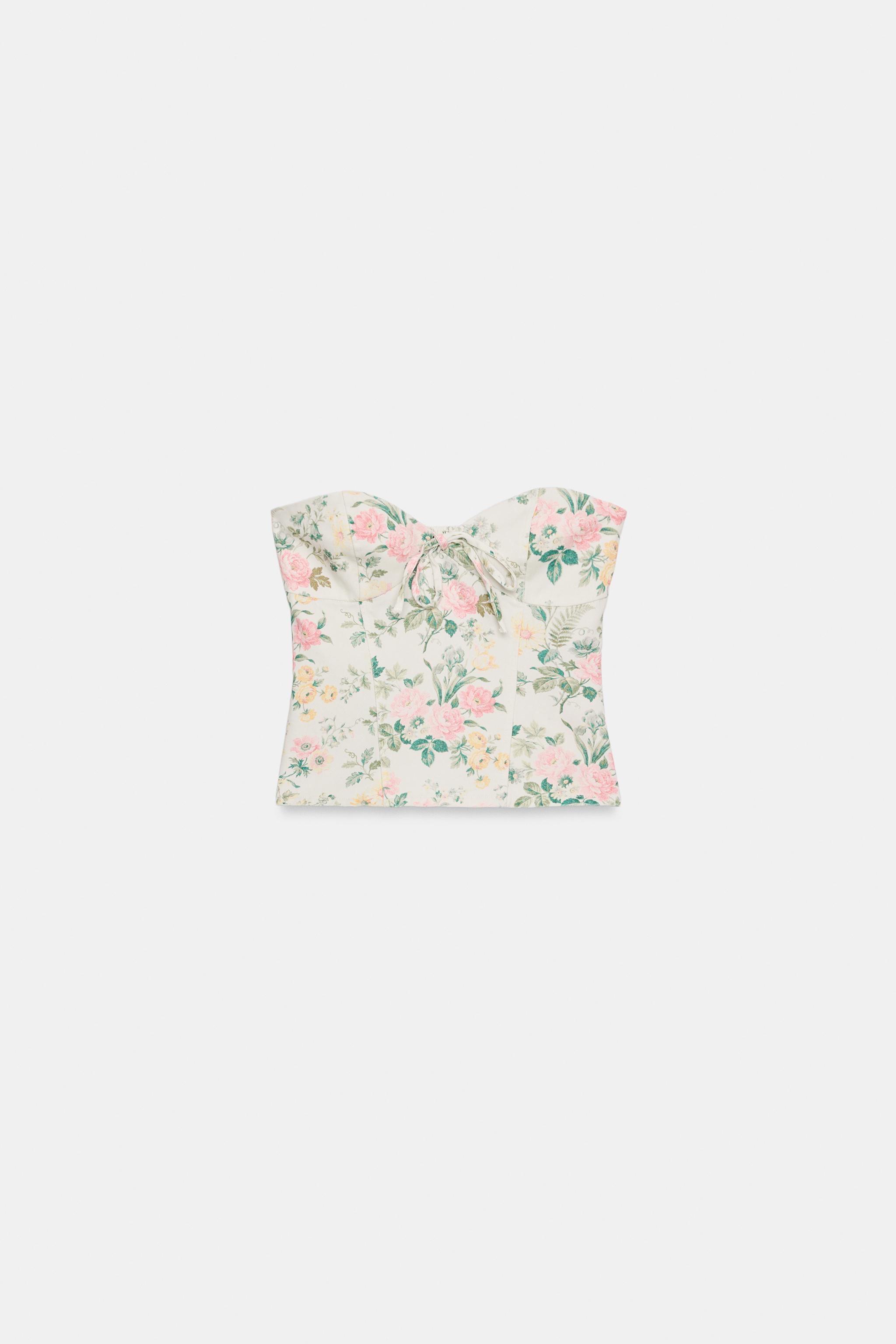 FLORAL BOW CORSET TOP